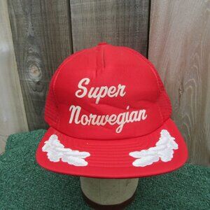 Vintage Super Norwegian Red Snapback Baseball Hat Trucker Cap